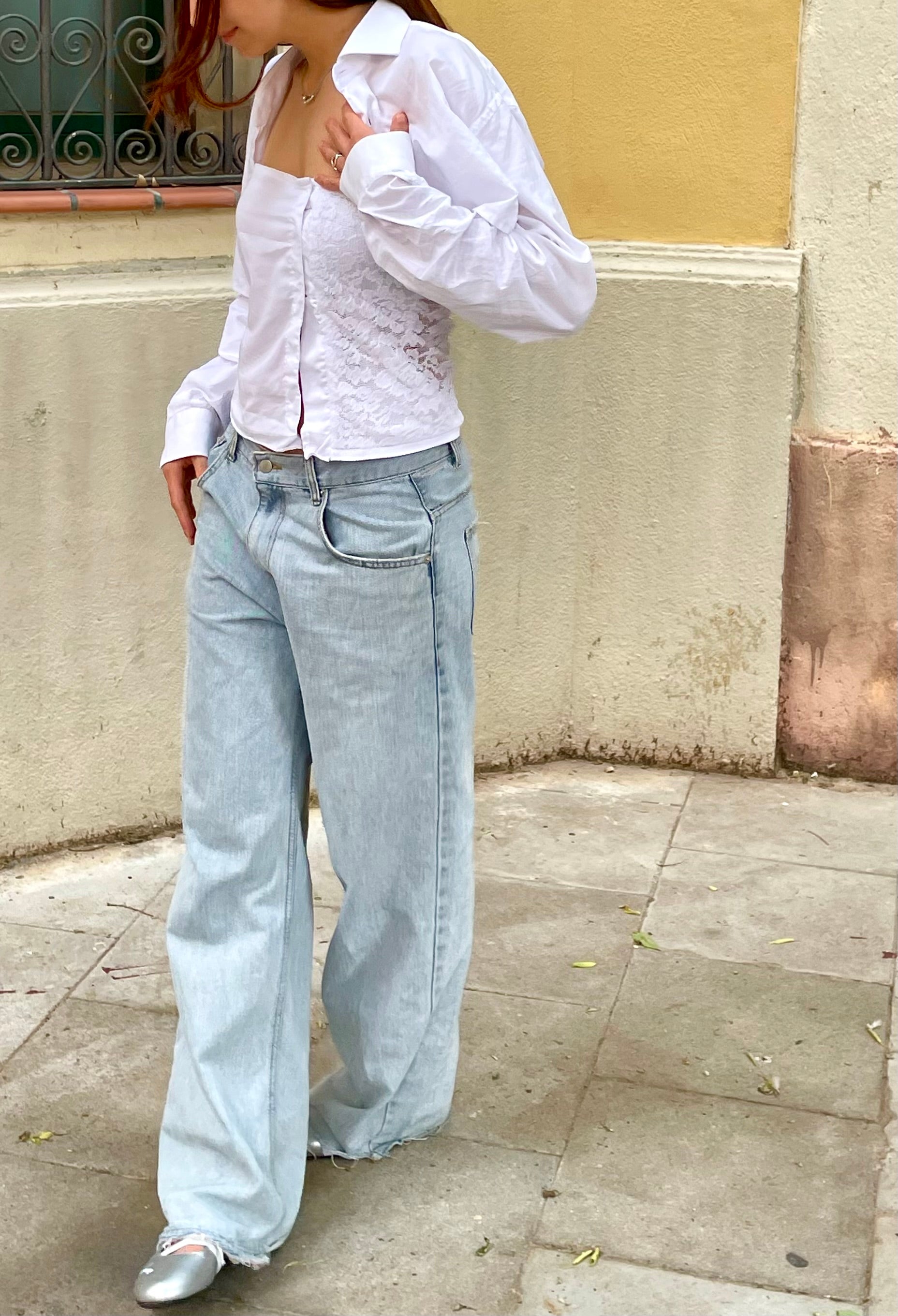 Upcycled White Button-Up